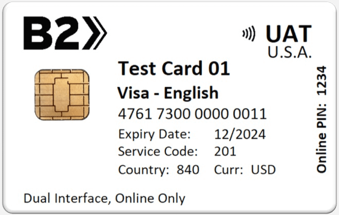 UAT USA EMV Test Card 01