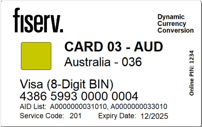Fiserv DCC Test Card 03